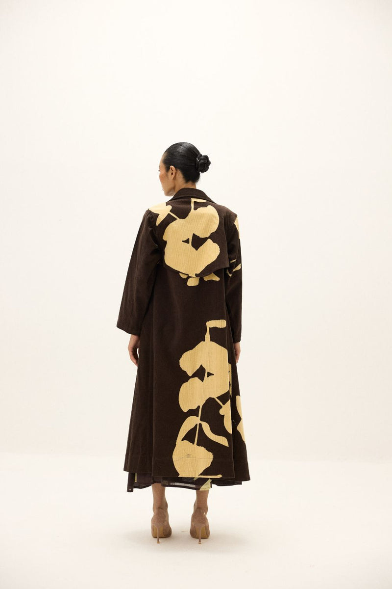 Sepia Trench Coat mul by Khara Kapas in multi for women Worldwide