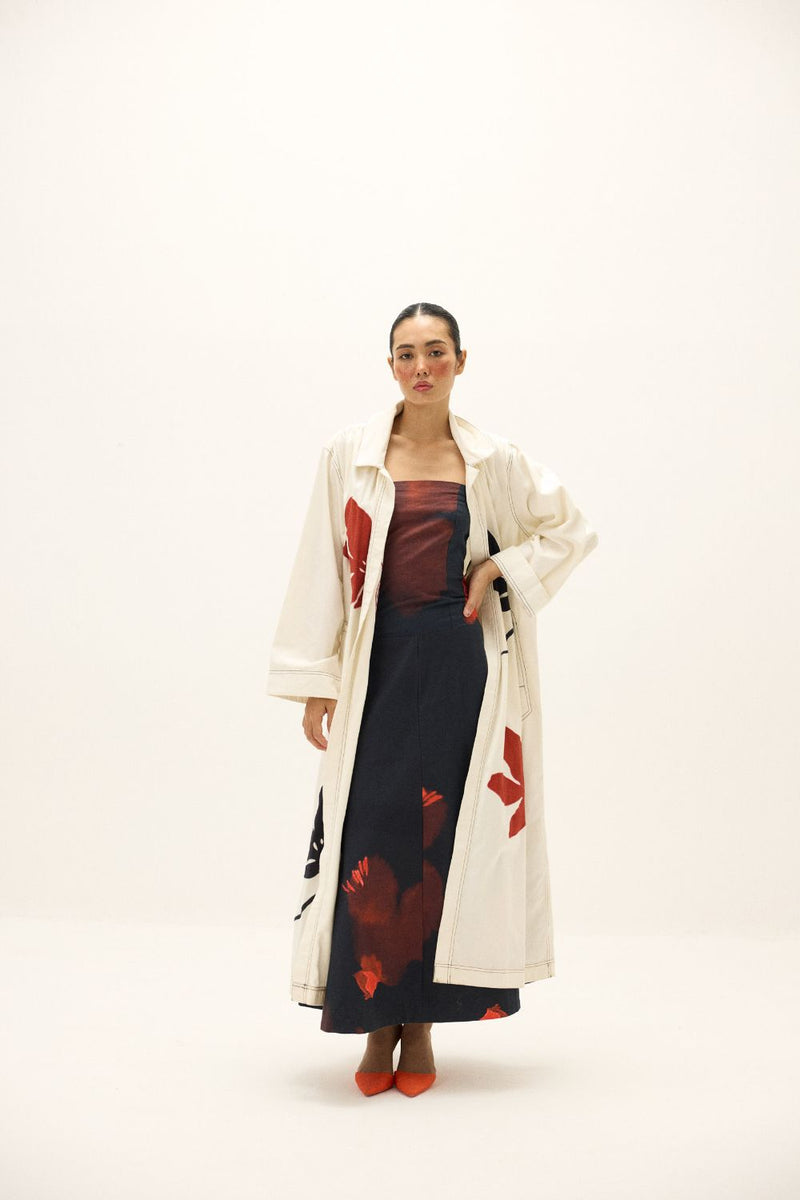 Moriri Dreams Coat by Khara Kapas in white for women Worldwide