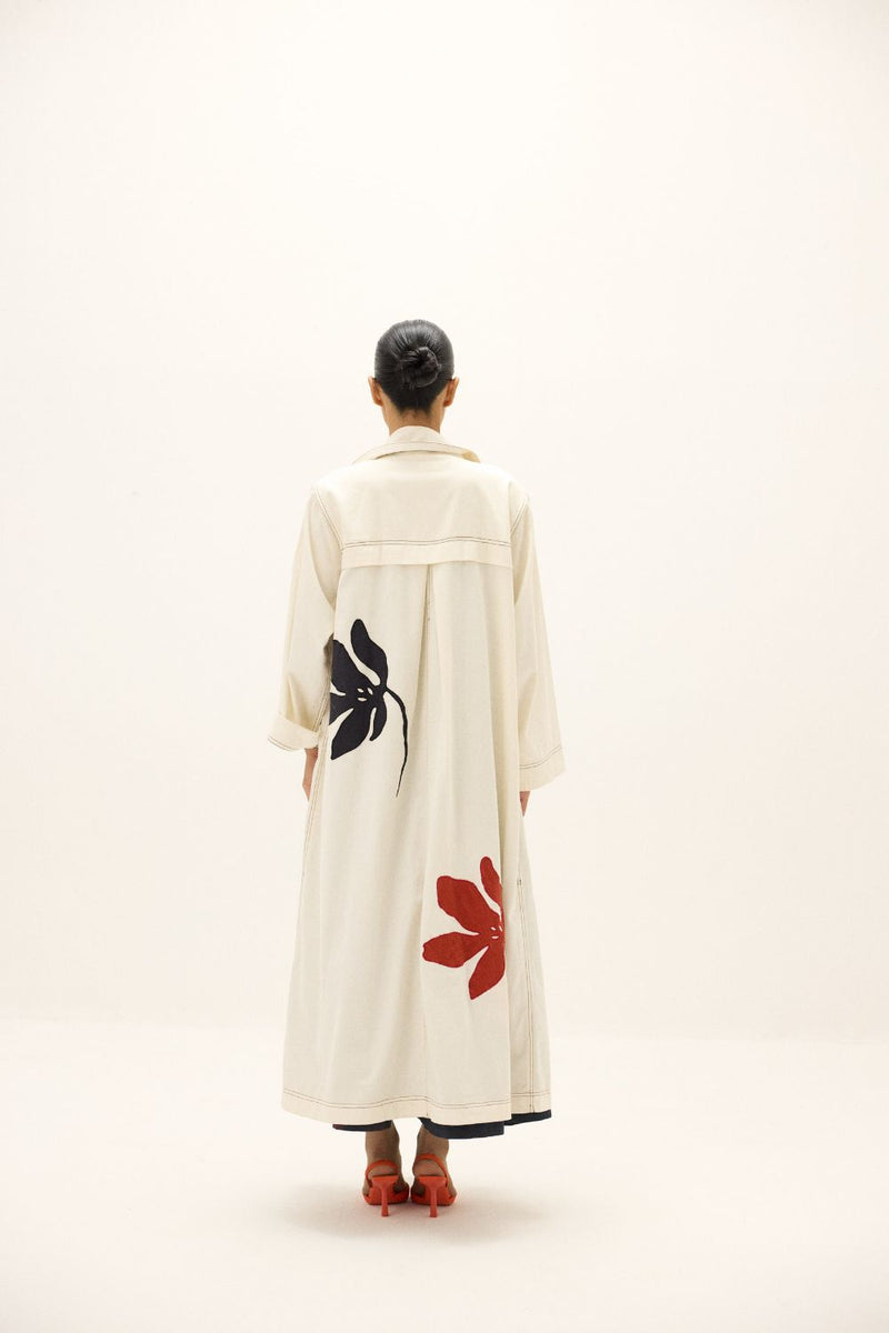 Moriri Dreams Coat by Khara Kapas in white for women Worldwide