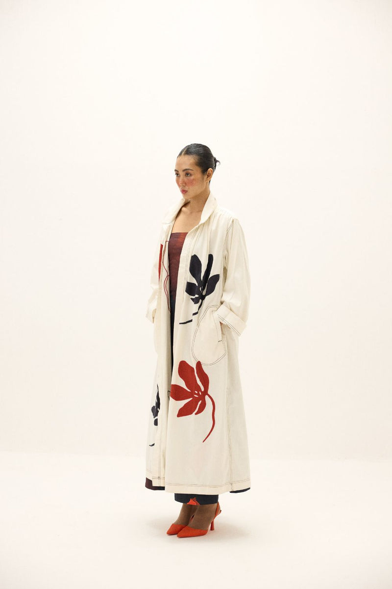 Moriri Dreams Coat by Khara Kapas in white for women Worldwide