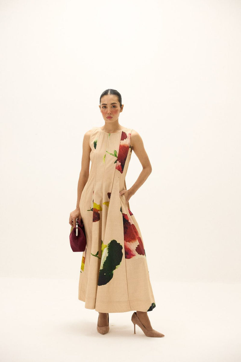 Melba Dress poplin by Khara Kapas in peach for women Worldwide