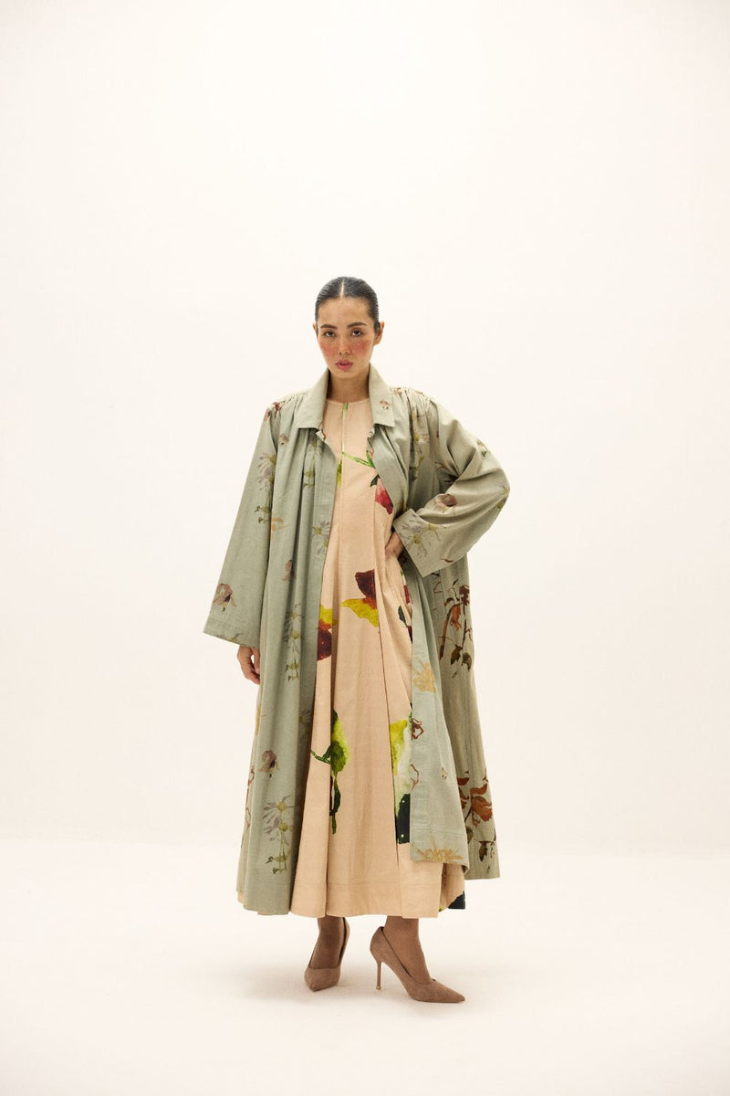 Chateau Trench Coat by Khara Kapas in green for women Worldwide