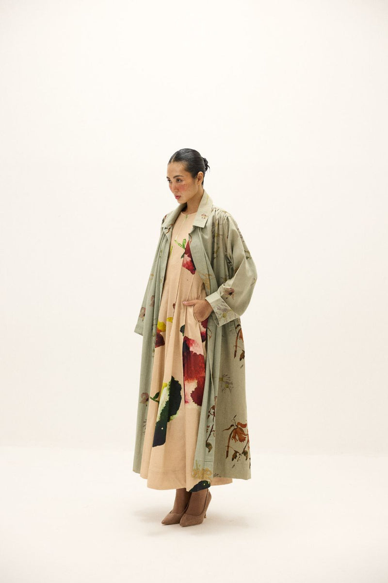 Chateau Trench Coat by Khara Kapas in green for women Worldwide