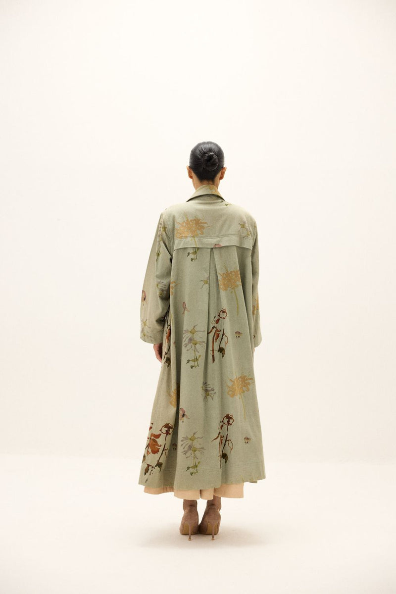 Chateau Trench Coat by Khara Kapas in green for women Worldwide
