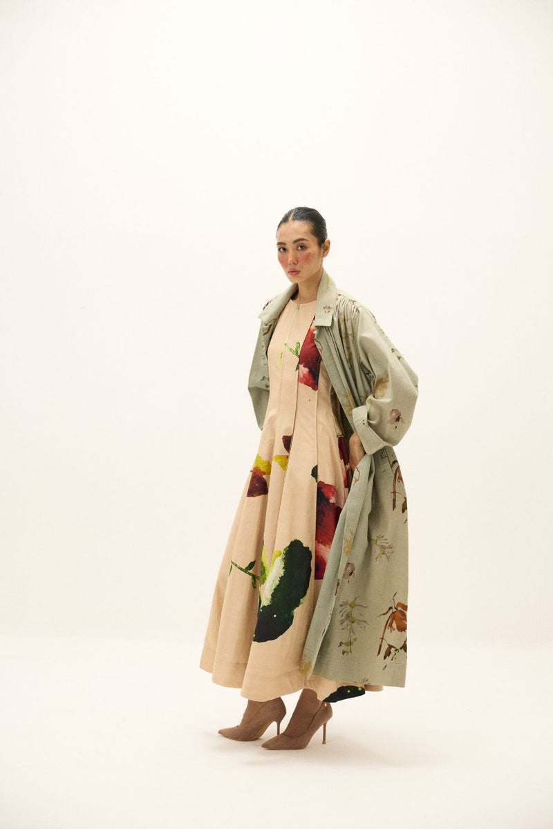 Chateau Trench Coat by Khara Kapas in green for women Worldwide