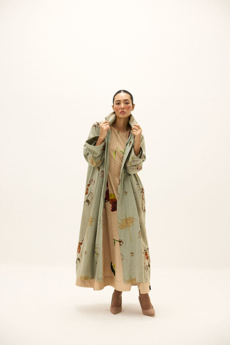 Chateau Trench Coat by Khara Kapas in green for women Worldwide