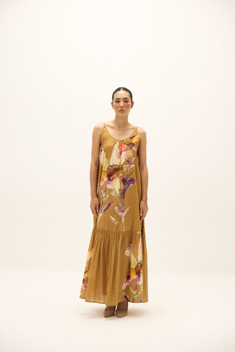 Penne Dress mul by Khara Kapas in yellow for women Worldwide