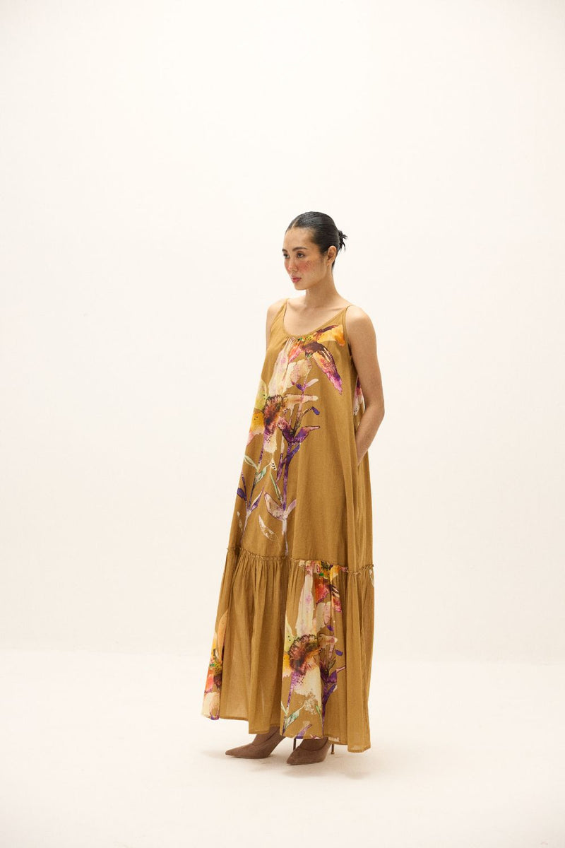Penne Dress mul by Khara Kapas in yellow for women Worldwide
