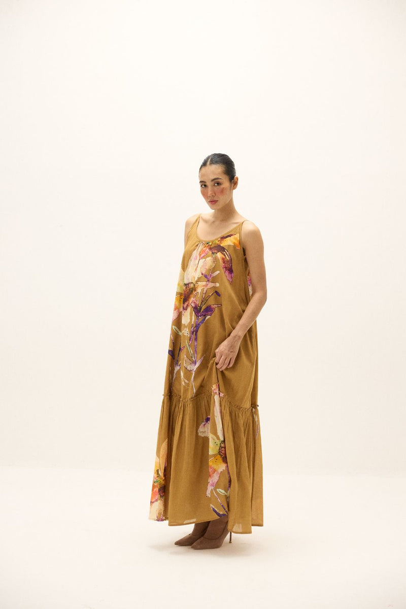 Penne Dress mul by Khara Kapas in yellow for women Worldwide