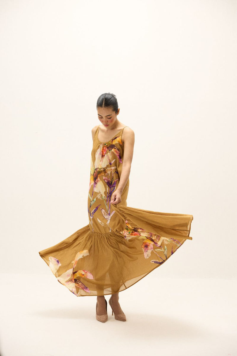 Penne Dress mul by Khara Kapas in yellow for women Worldwide