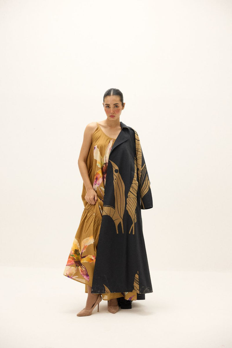 Midnight Leaf Coat mul by Khara Kapas in multi for women Worldwide