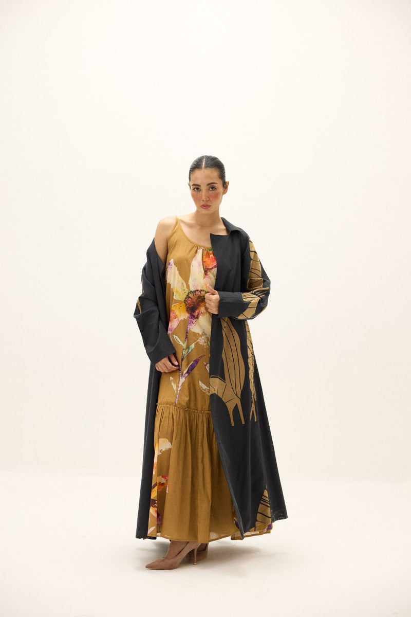 Midnight Leaf Coat mul by Khara Kapas in multi for women Worldwide