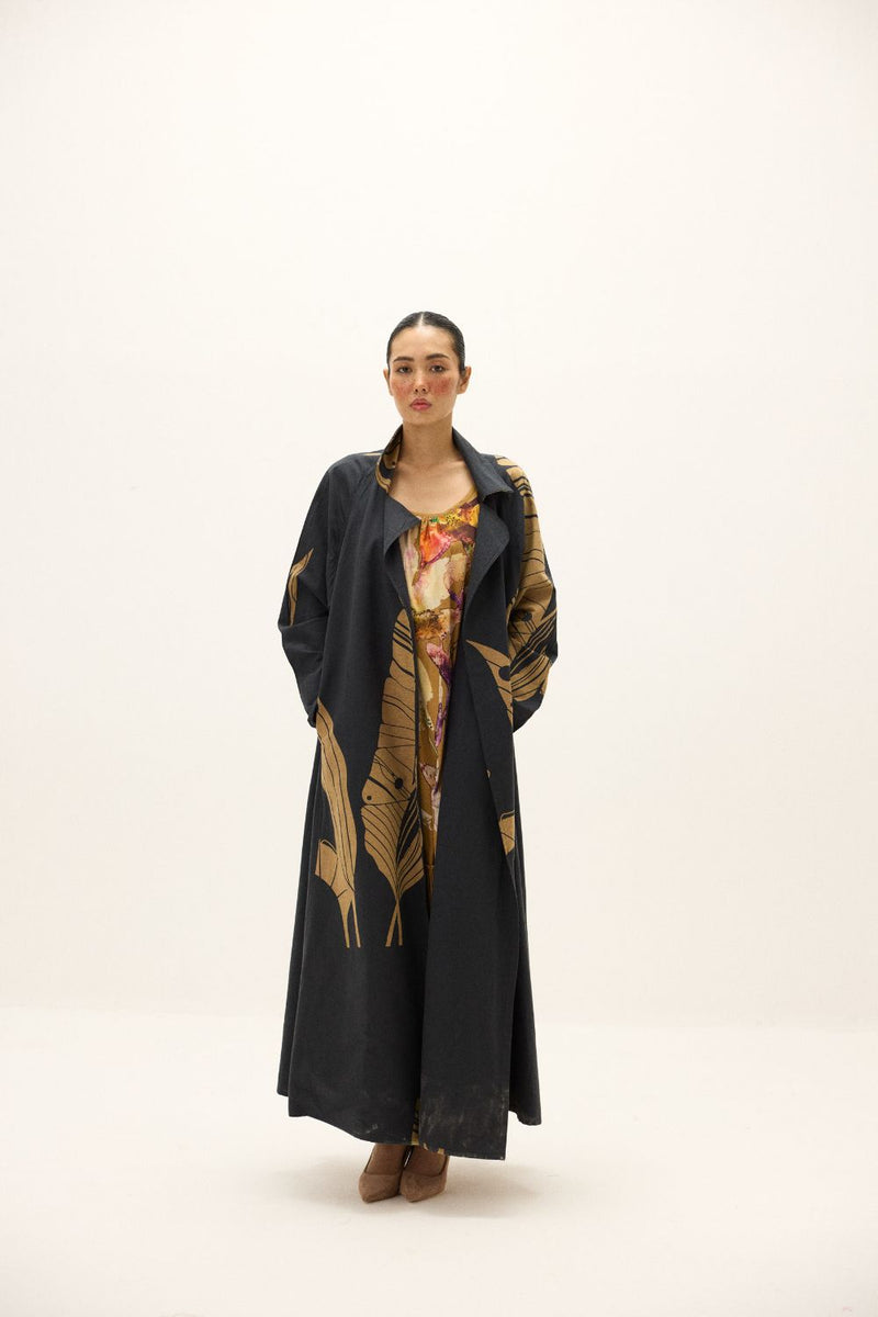 Midnight Leaf Coat mul by Khara Kapas in multi for women Worldwide