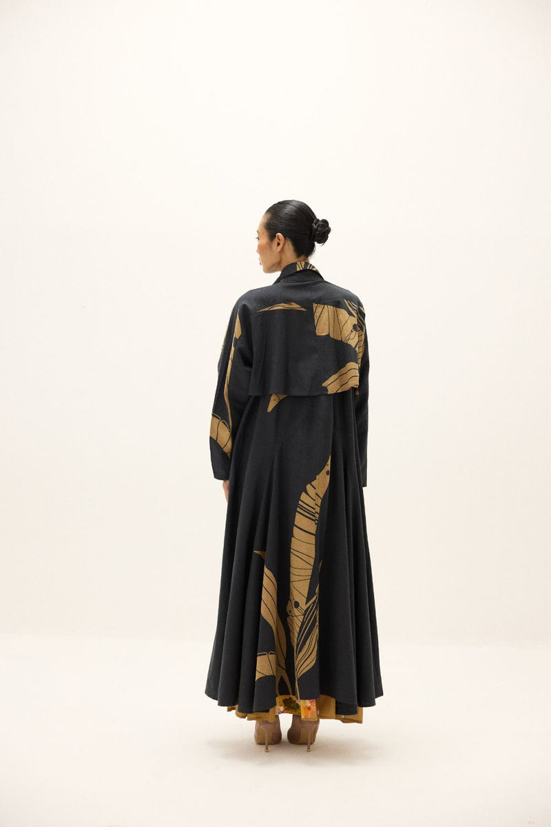 Midnight Leaf Coat mul by Khara Kapas in multi for women Worldwide