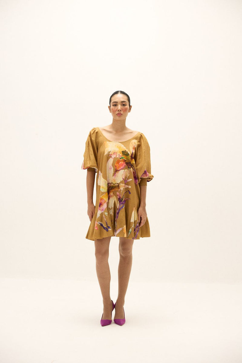 Oakwood Dress mul by Khara Kapas in yellow for women Worldwide