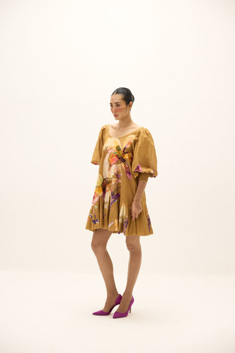 Oakwood Dress mul by Khara Kapas in yellow for women Worldwide