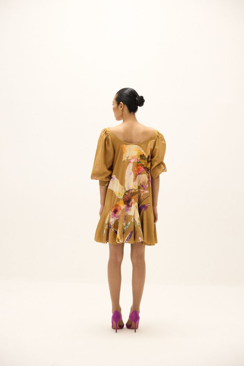 Oakwood Dress mul by Khara Kapas in yellow for women Worldwide