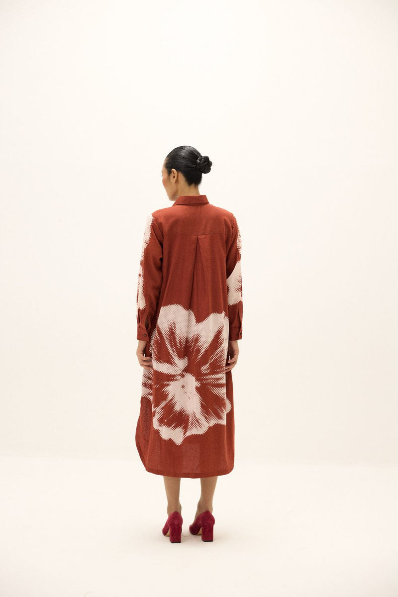Hibisca Shirt Dress mul by Khara Kapas in red for women Worldwide