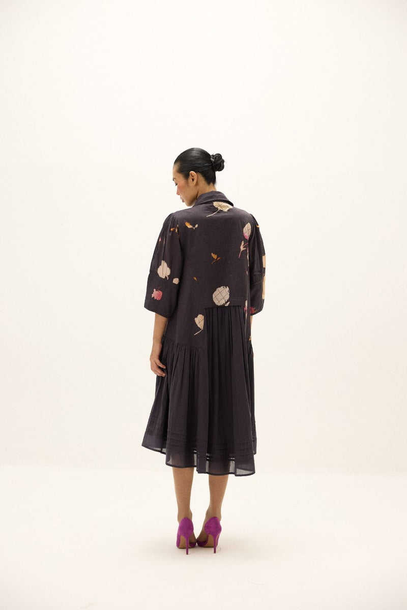 Dusky Garden Dress mul by Khara Kapas in black for women Worldwide