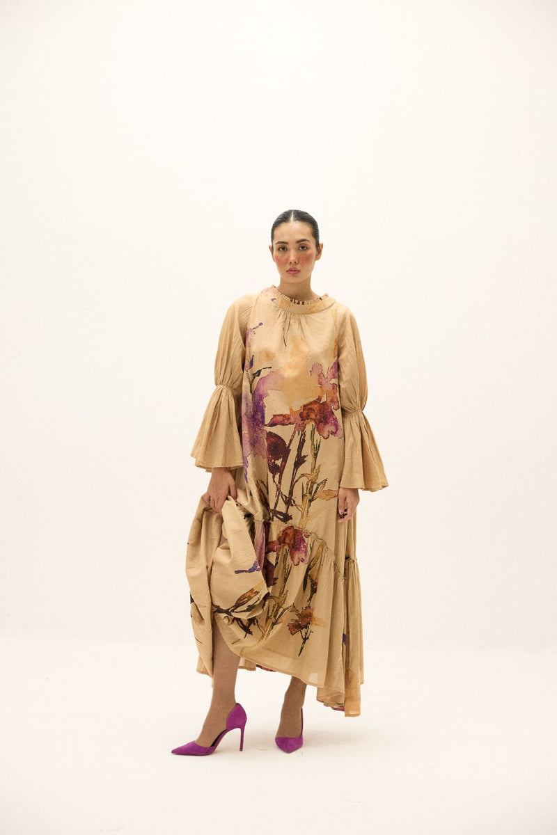 Fernway Dress mul by Khara Kapas in beige for women Worldwide