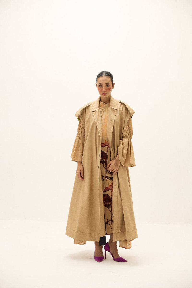 Chestnut Trench Coat twill by Khara Kapas in beige for women Worldwide