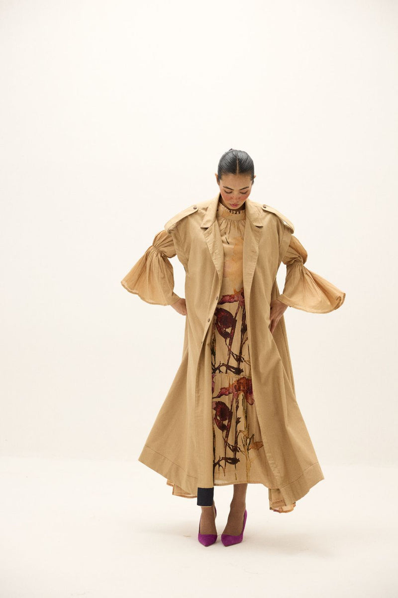 Chestnut Trench Coat twill by Khara Kapas in beige for women Worldwide
