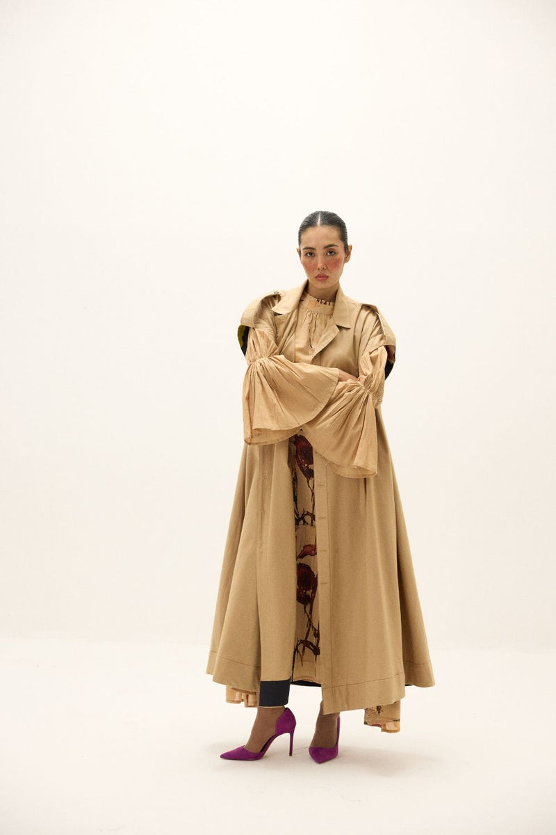 Chestnut Trench Coat twill by Khara Kapas in beige for women Worldwide