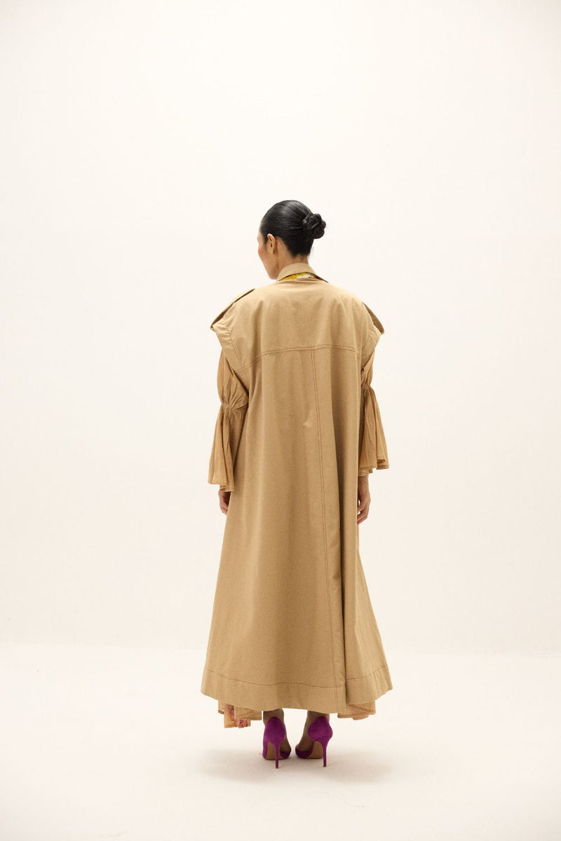 Chestnut Trench Coat twill by Khara Kapas in beige for women Worldwide