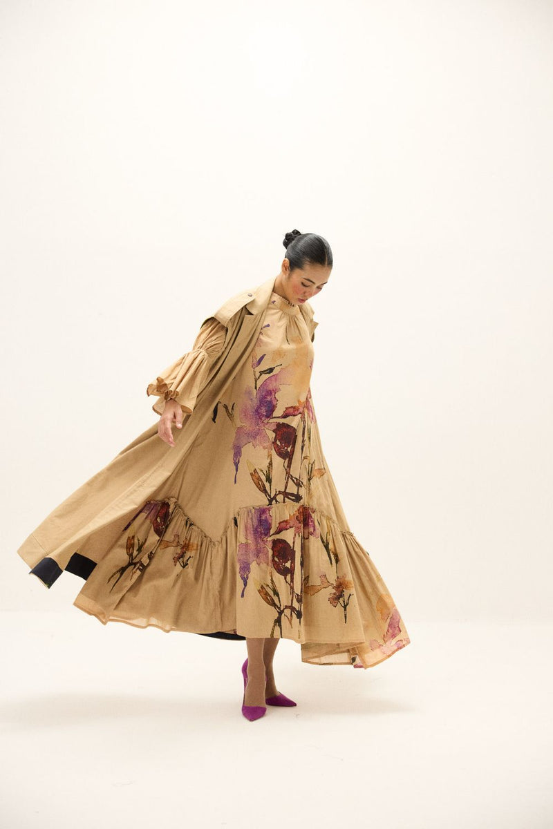 Chestnut Trench Coat twill by Khara Kapas in beige for women Worldwide