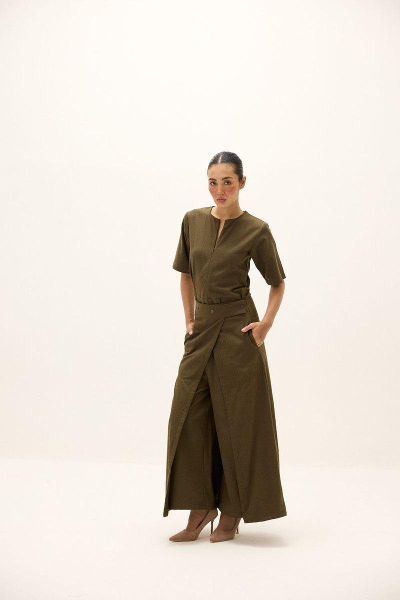 Aluna Jumpsuit oxford by Khara Kapas in green for women Worldwide