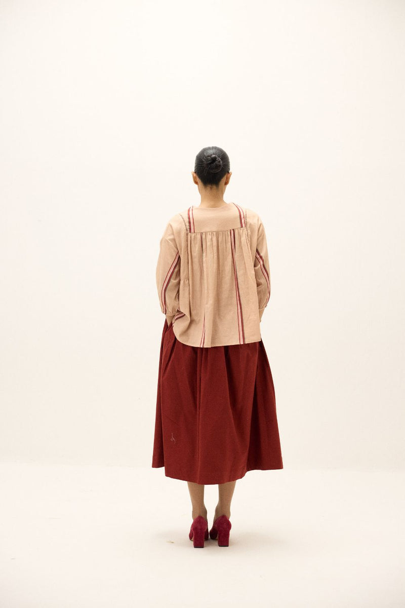 Belle Top mul by Khara Kapas in peach for women Worldwide