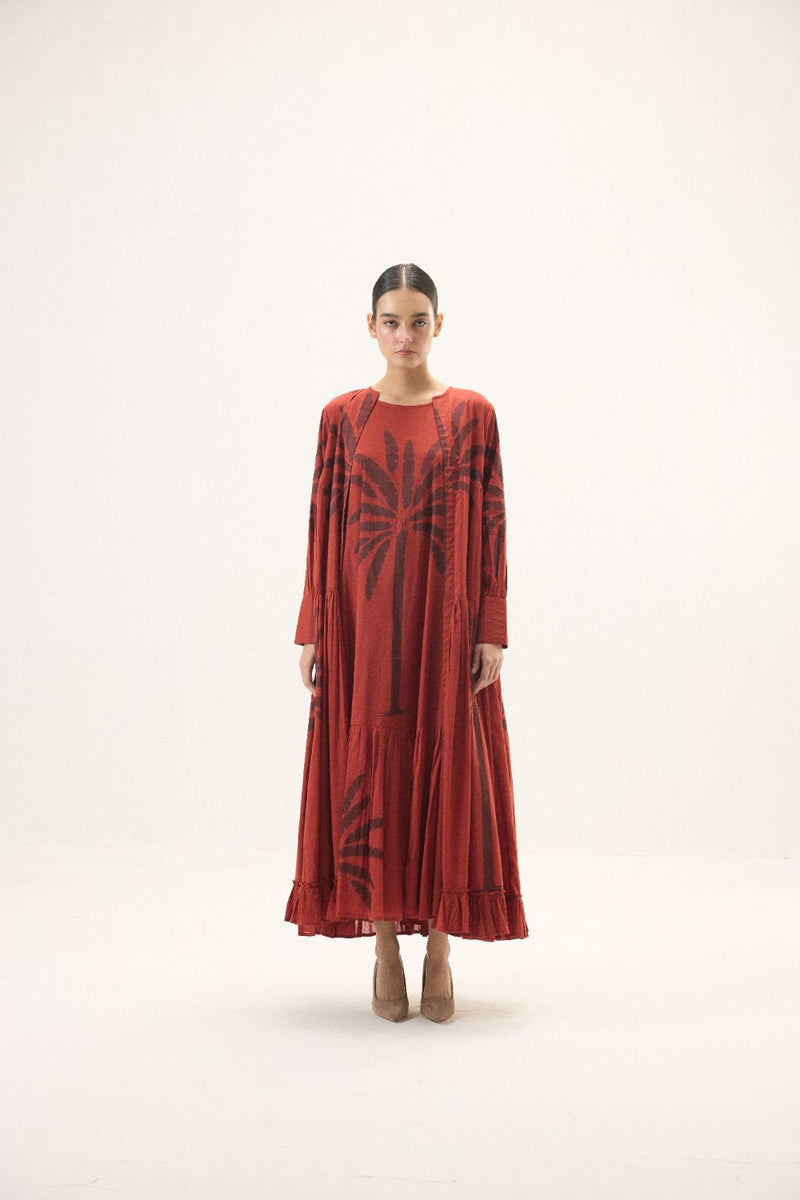 Faedra set mulmul by Khara Kapas in red for women Worldwide