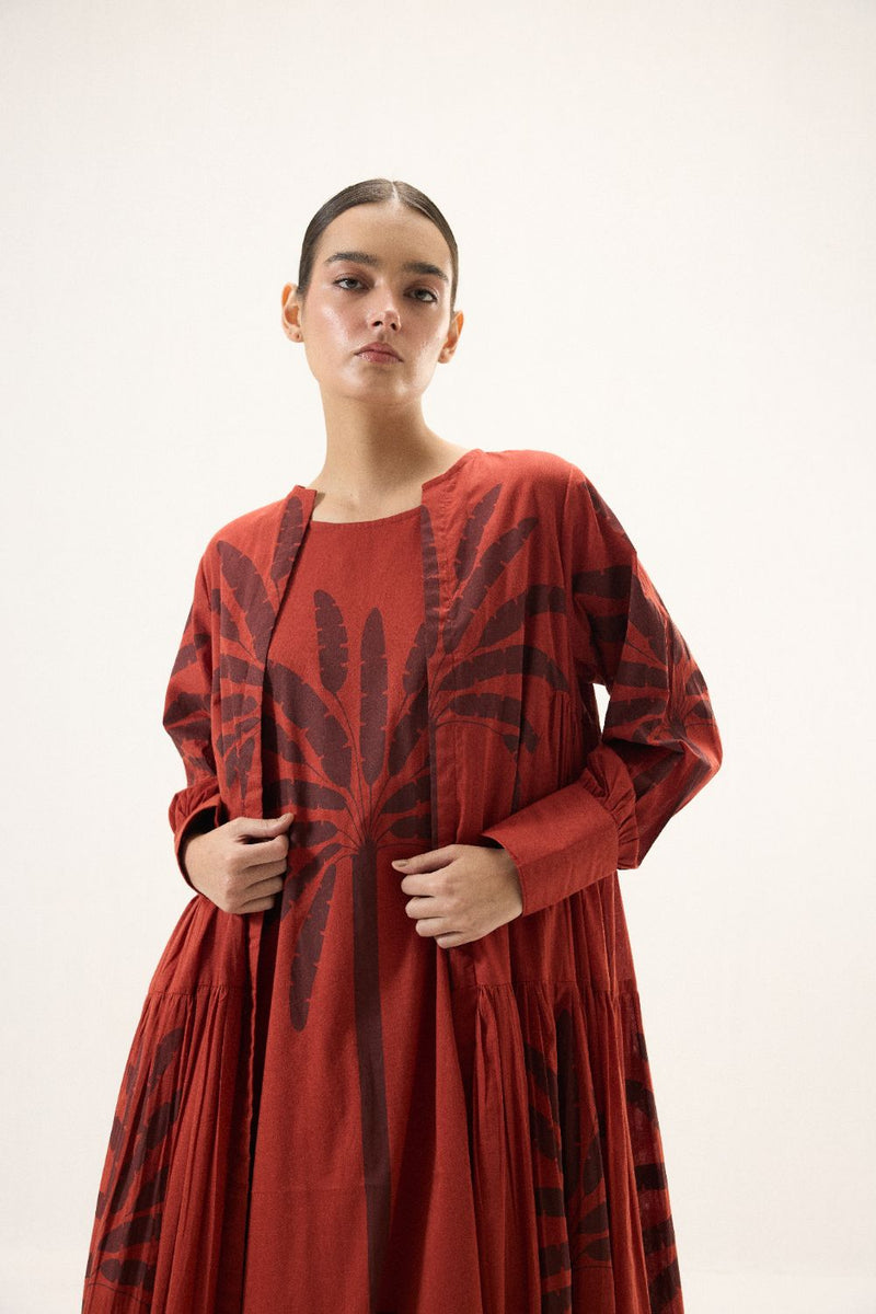 Faedra set mulmul by Khara Kapas in red for women Worldwide
