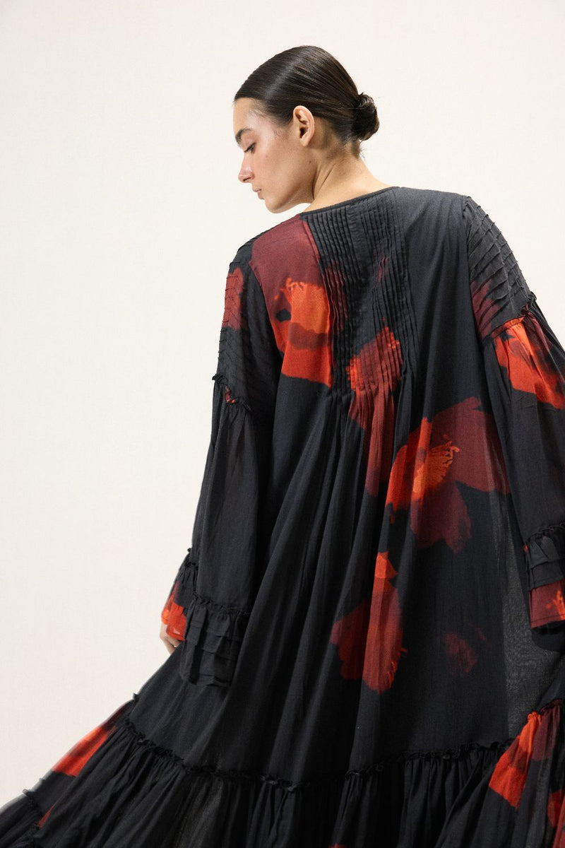 Calina set mulmul by Khara Kapas in black for women Worldwide