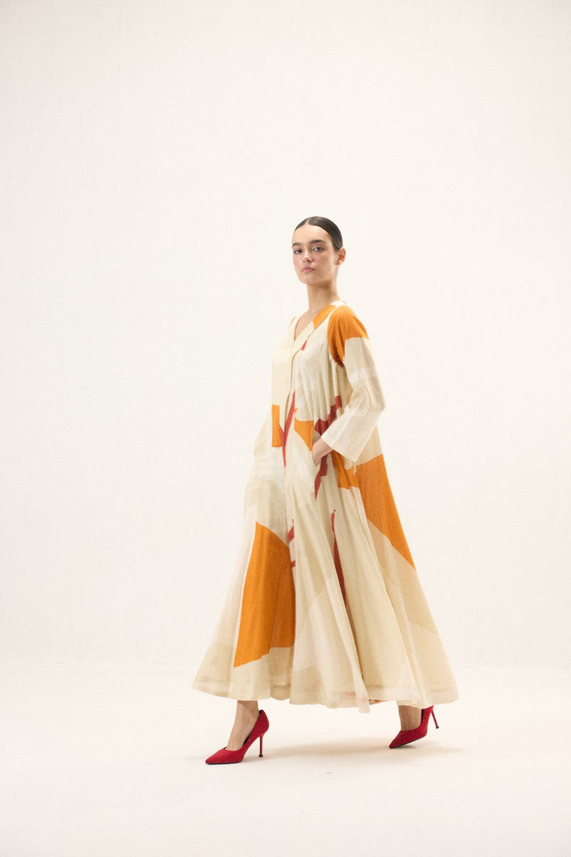 Oriel Jumpsuit set mulmul by Khara Kapas in ivory for women Worldwide