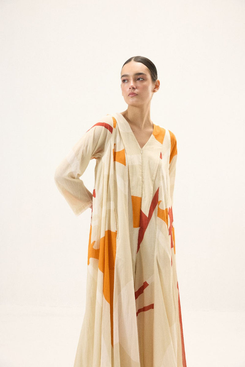 Oriel Jumpsuit set mulmul by Khara Kapas in ivory for women Worldwide