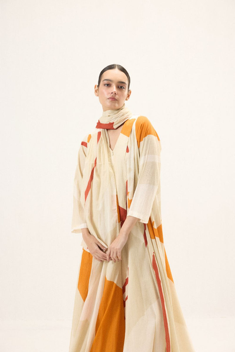 Oriel Jumpsuit set mulmul by Khara Kapas in ivory for women Worldwide