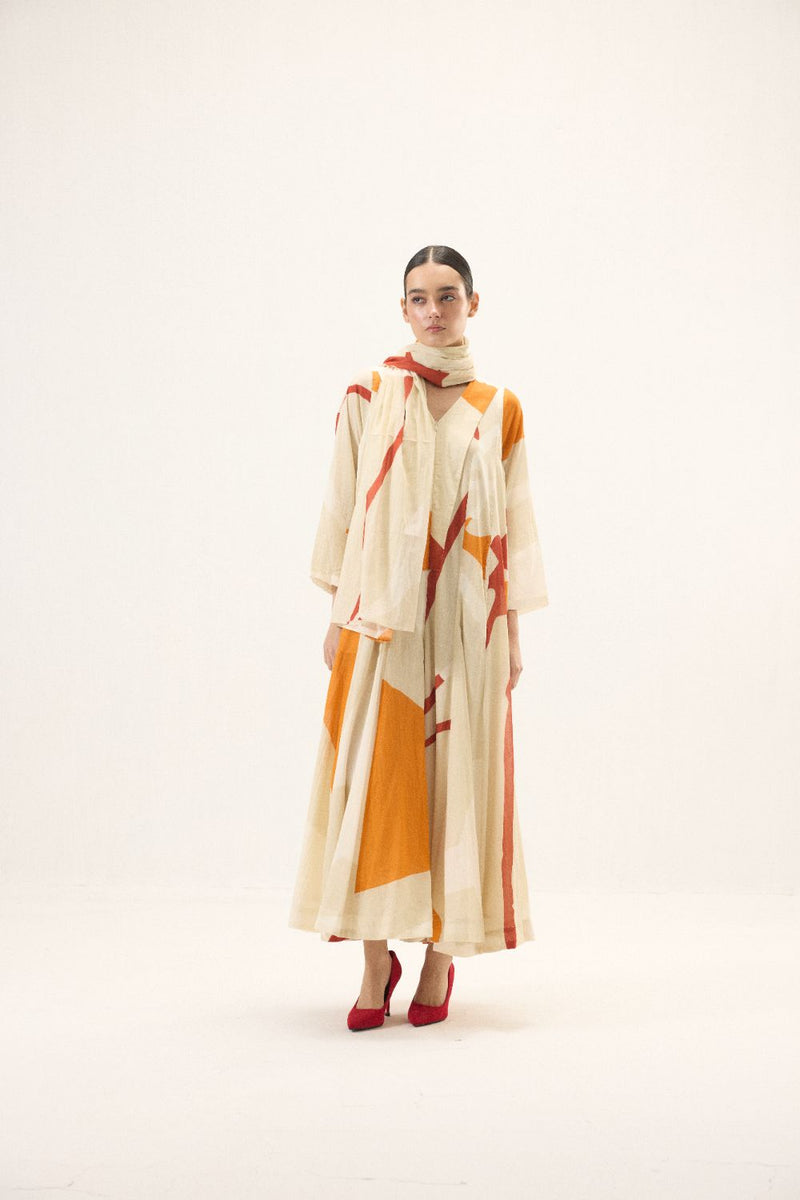 Oriel Jumpsuit set mulmul by Khara Kapas in ivory for women Worldwide