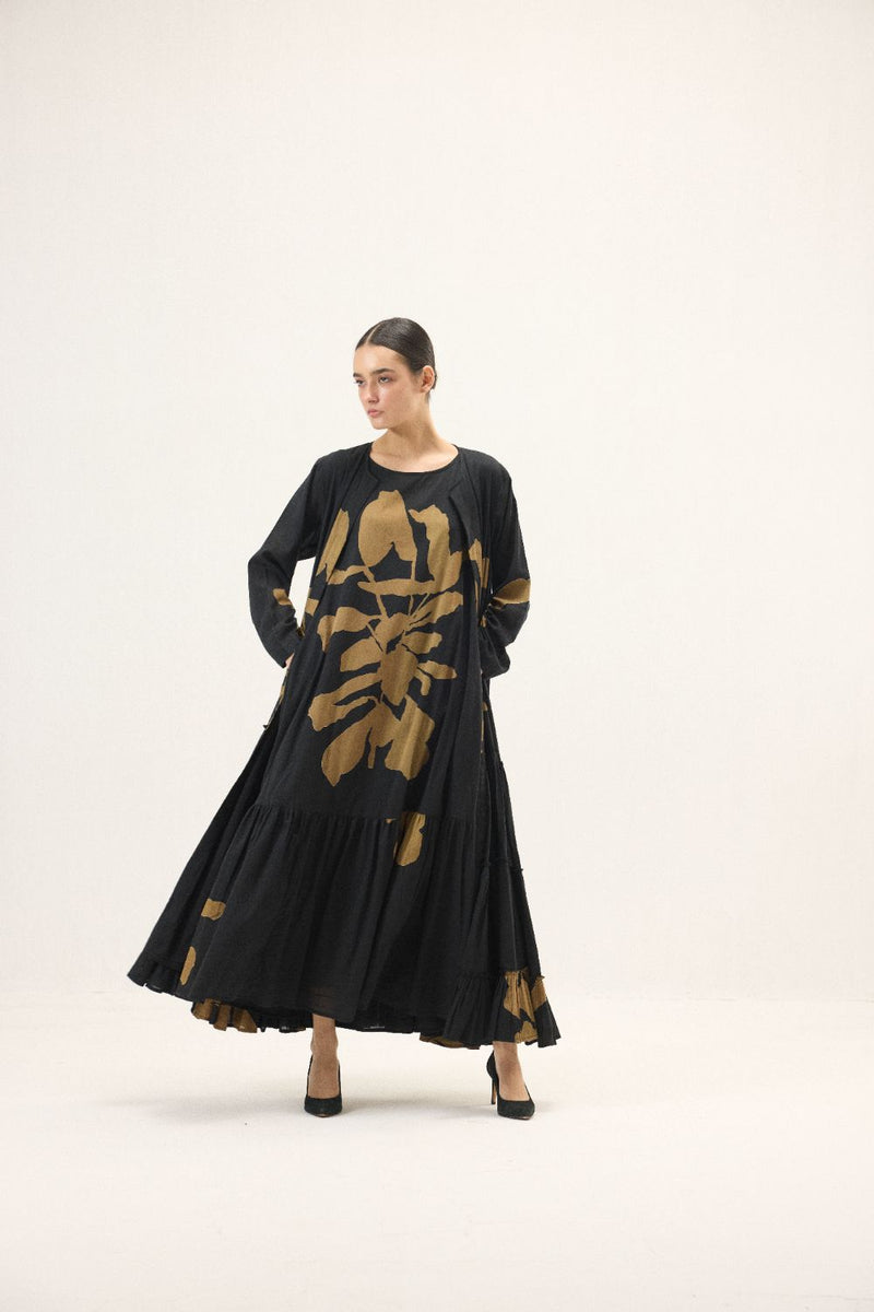 Solenne set mulmul by Khara Kapas in black for women Worldwide
