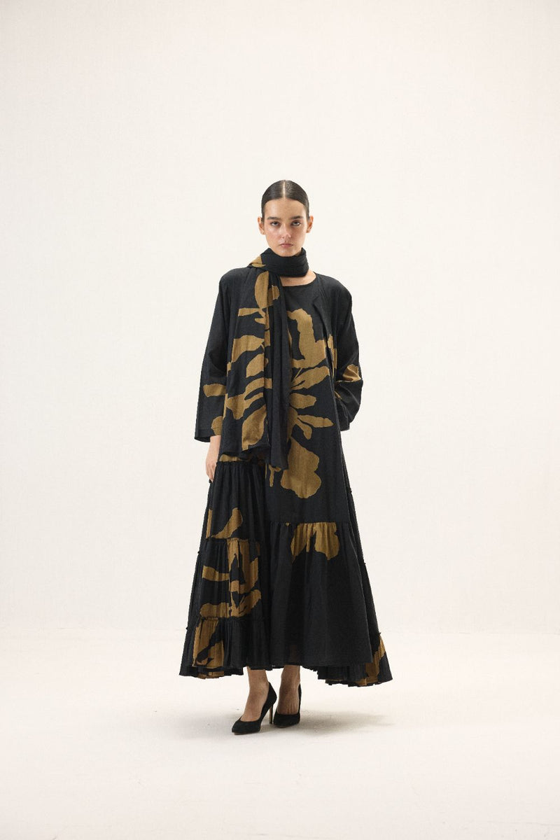 Solenne set mulmul by Khara Kapas in black for women Worldwide