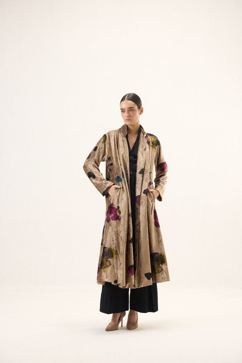 Aurielle Trench Coat by Khara Kapas in gold for women Worldwide