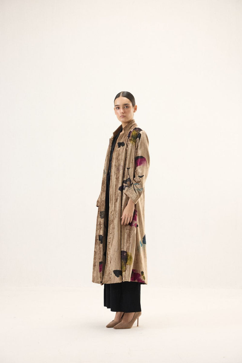 Aurielle Trench Coat by Khara Kapas in gold for women Worldwide
