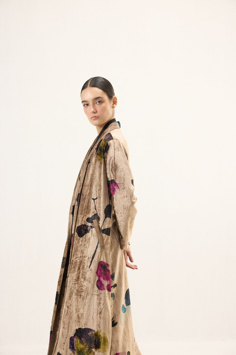 Aurielle Trench Coat by Khara Kapas in gold for women Worldwide