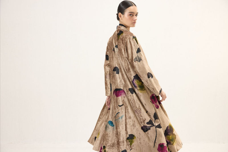 Aurielle Trench Coat by Khara Kapas in gold for women Worldwide