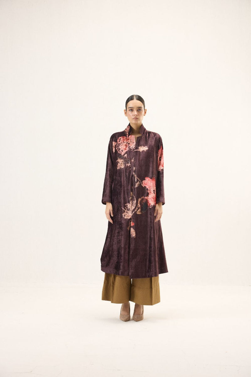 Fig Trench Coat by Khara Kapas in purple for women Worldwide