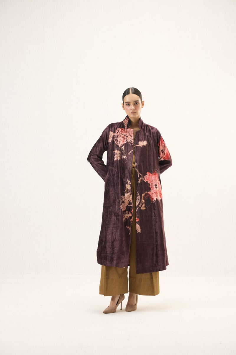Fig Trench Coat by Khara Kapas in purple for women Worldwide