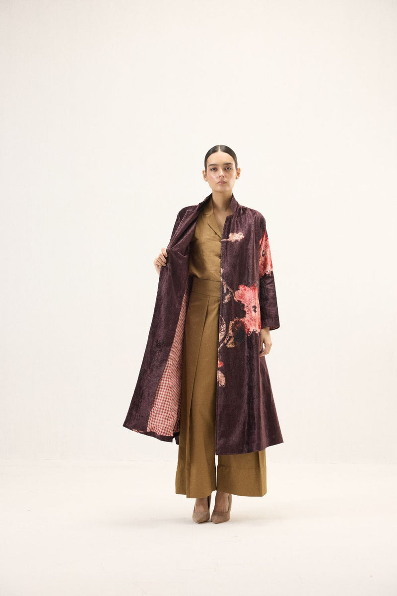 Fig Trench Coat by Khara Kapas in purple for women Worldwide