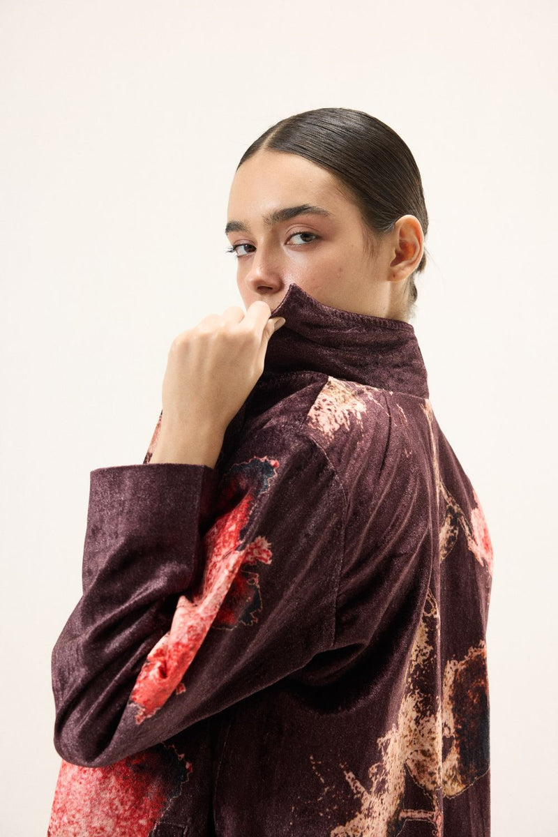 Fig Trench Coat by Khara Kapas in purple for women Worldwide