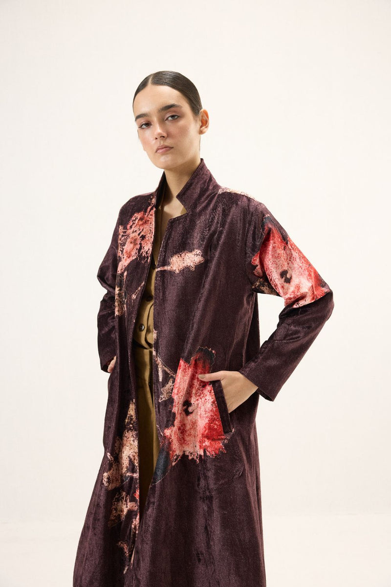 Fig Trench Coat by Khara Kapas in purple for women Worldwide