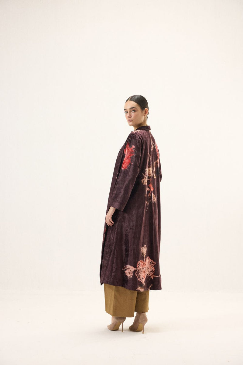 Fig Trench Coat by Khara Kapas in purple for women Worldwide